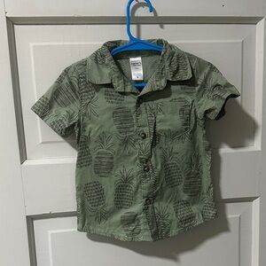 Carter's Green Pineapple Pattern Button-Down Shirt